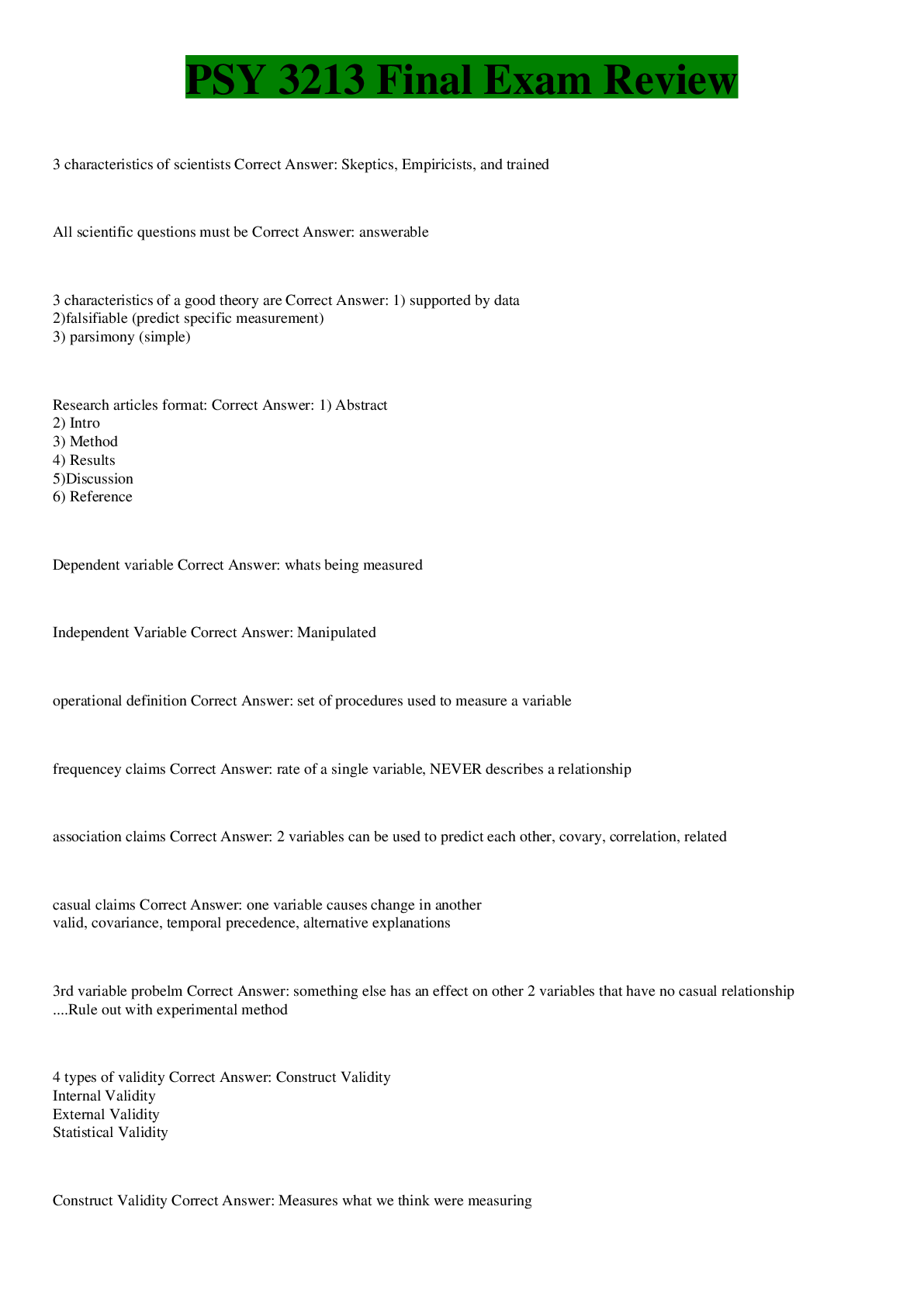 Preview image of PSY 3213 Final Exam Review document